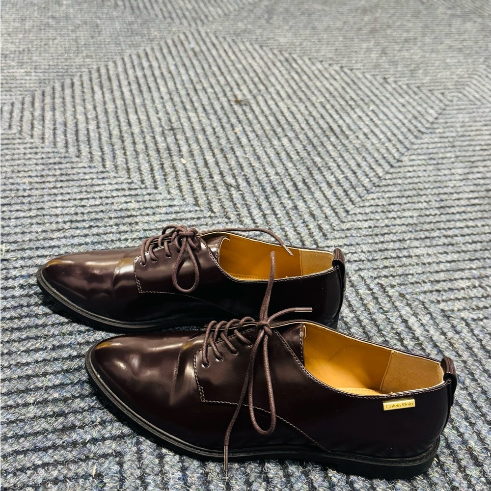 Calvin Klein Dark Brown Leather Flats